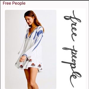 Free People Wild Horses Embroidered Mini Dress